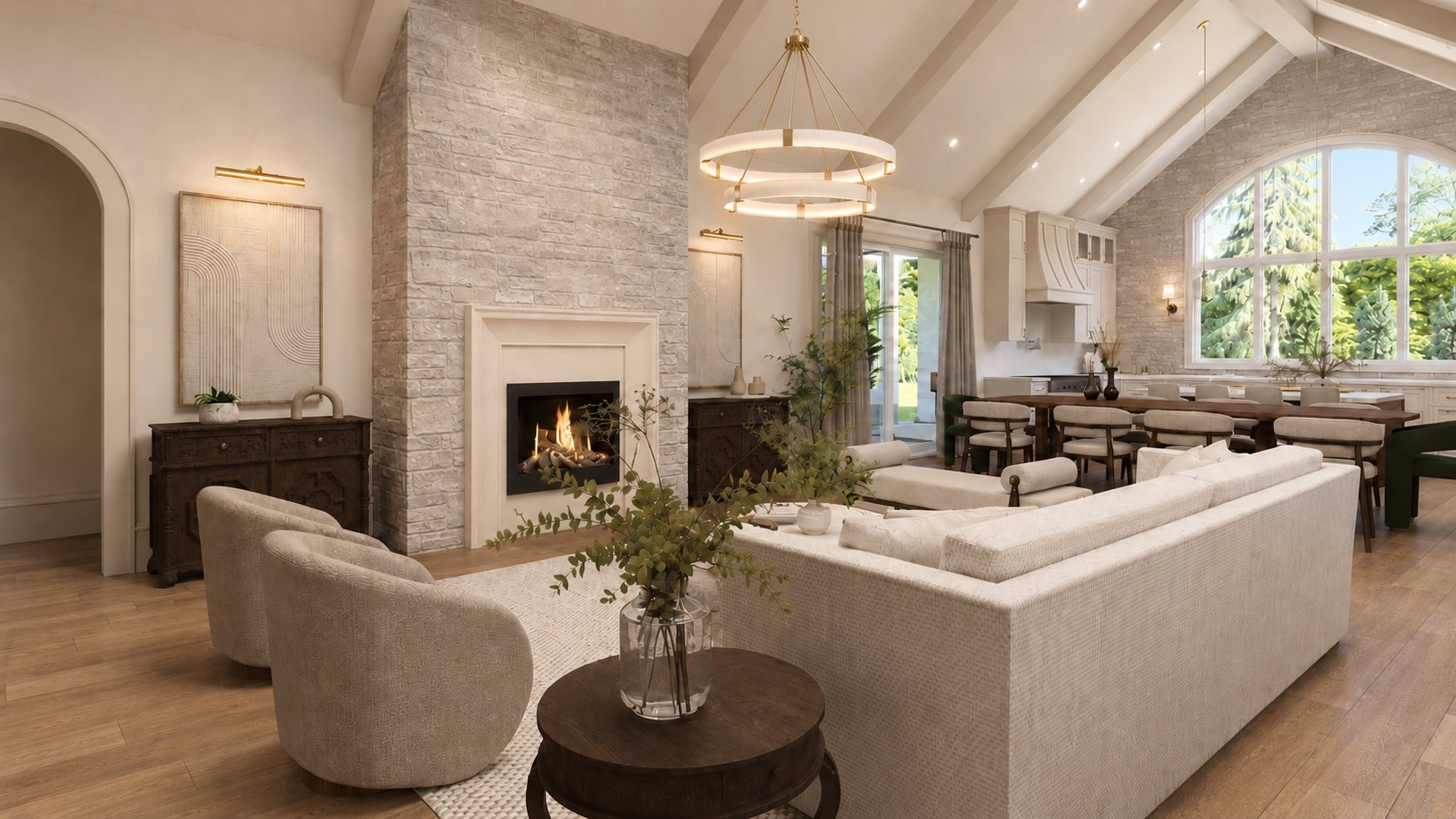 Grandview Estate living room architectural rendering